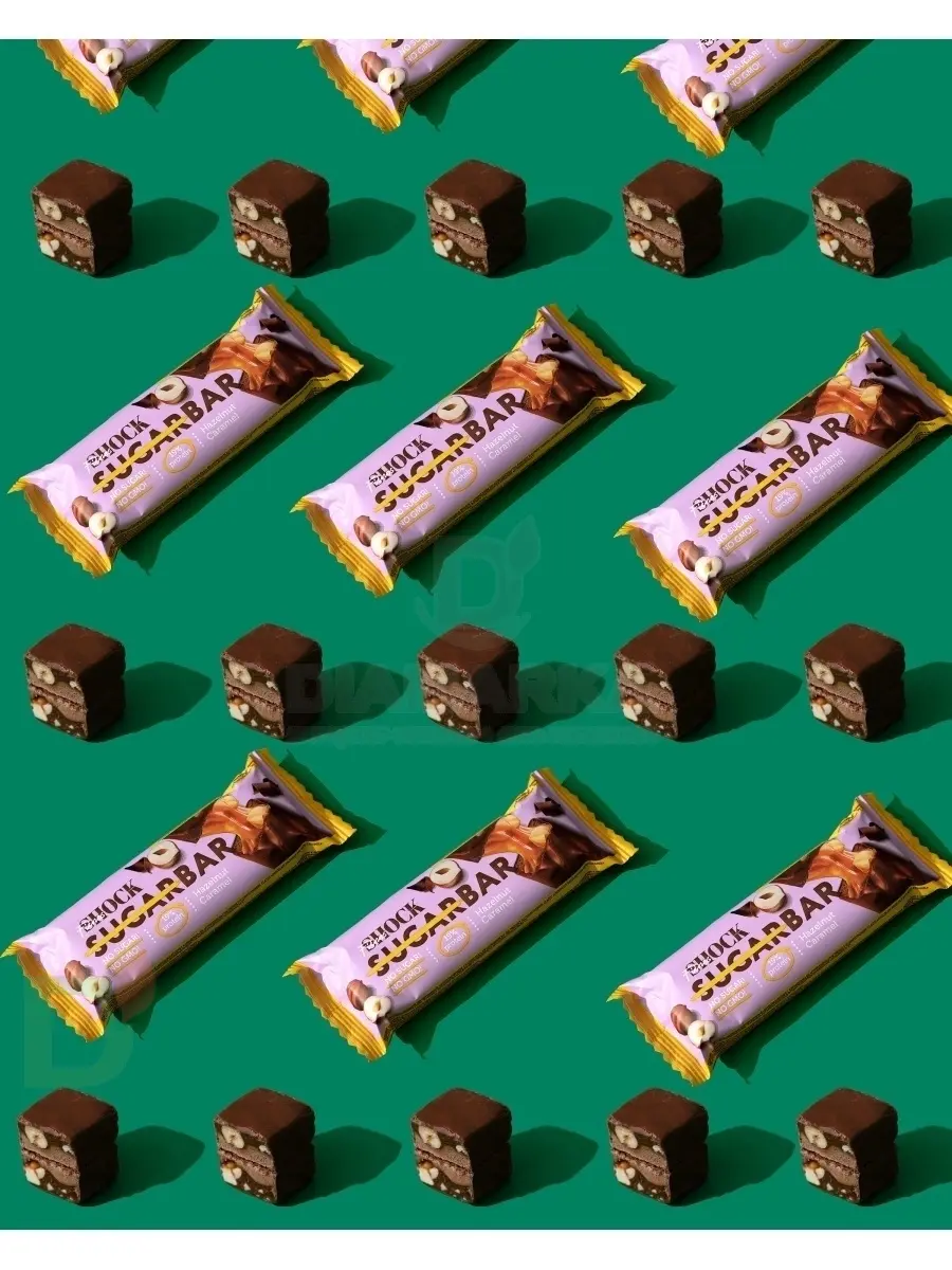 Батончик протеиновый FitnesShock Шоколадная карамель-фундук 50гр. в Санкт-Петербурге