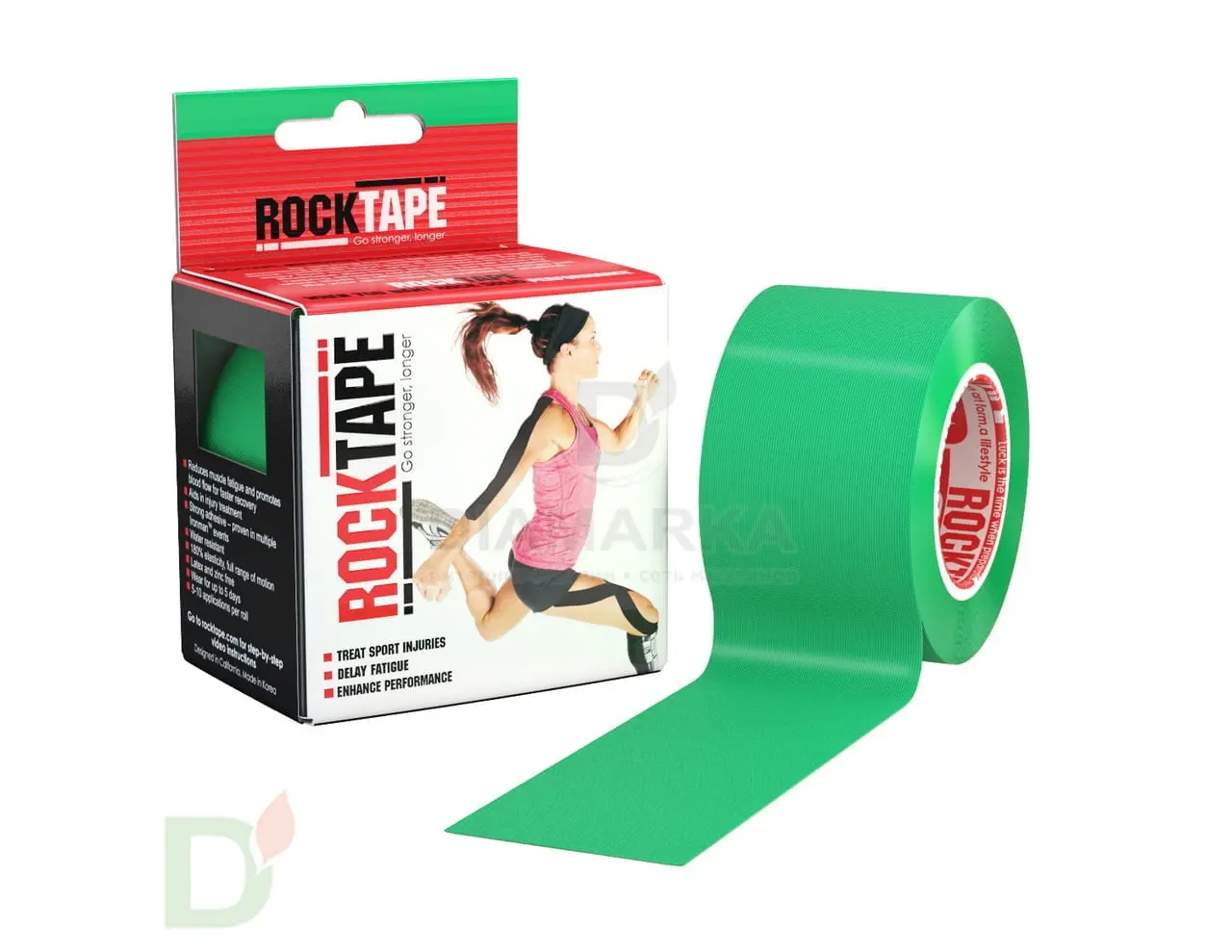 Тейп RockTape Classic 5см х 5м, зеленый