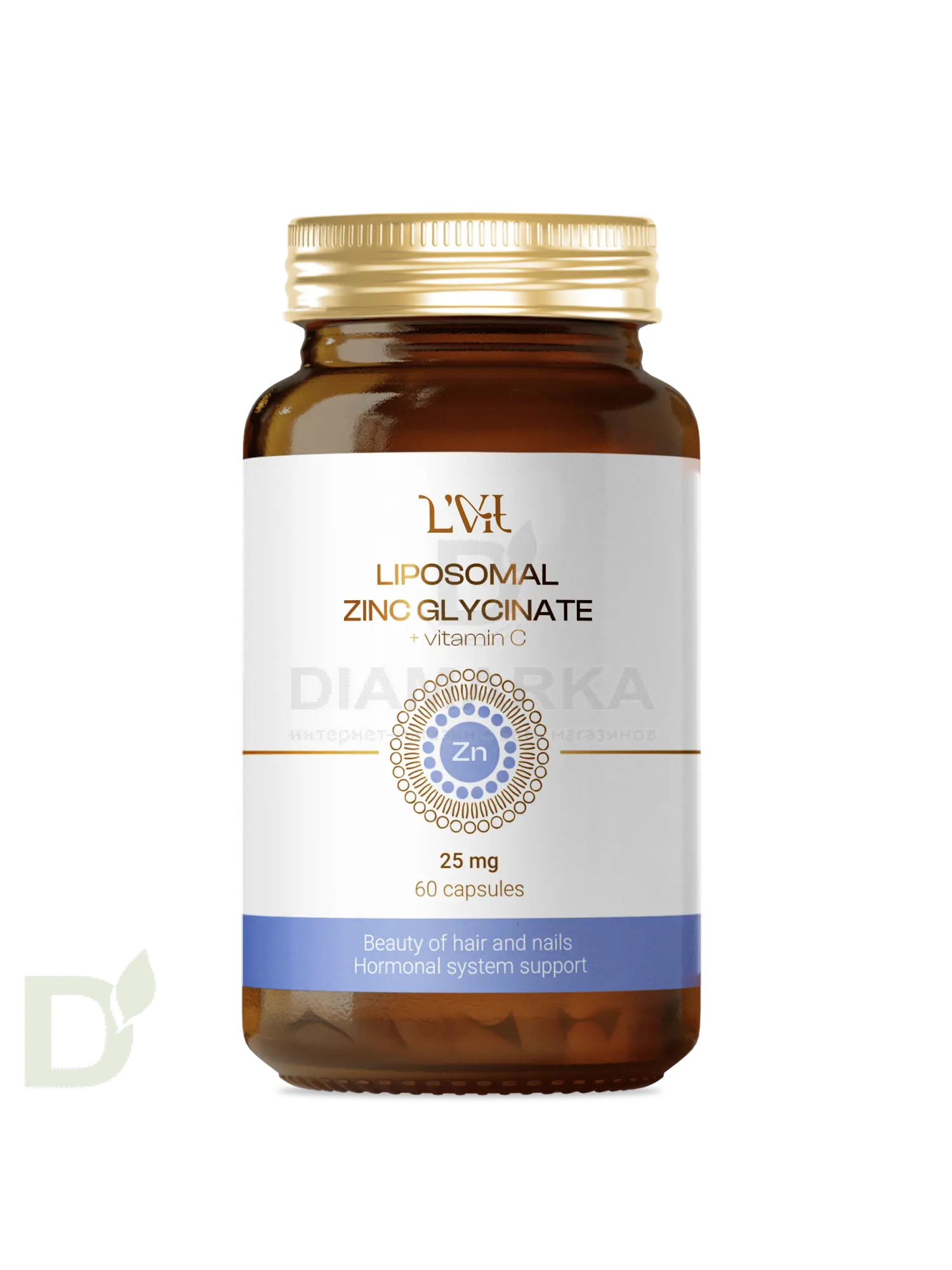 Витамины L'Vit Liposomal Zinc Glycinate + Vitamin C, 25 мг в 1 капсуле, 60 капс в Санкт-Петербурге