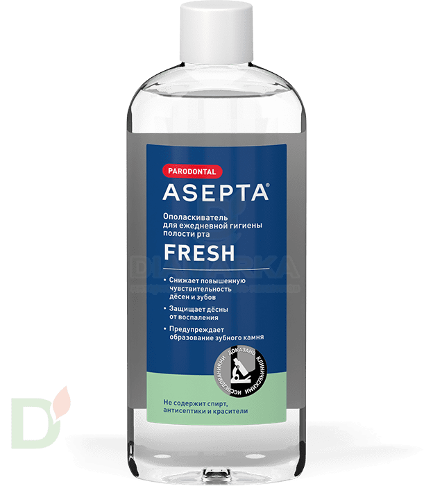 Ополаскиватель для полости рта АСЕПТА Фреш, без сахара, 250 мл.