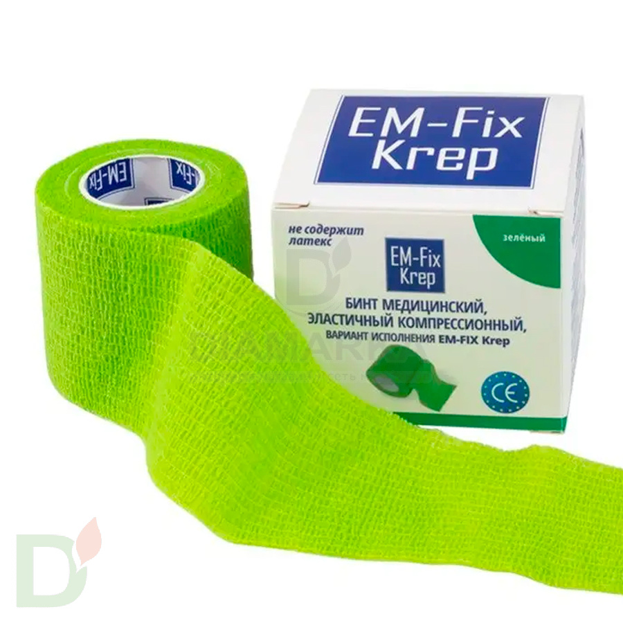 Бинт эластичный когезивный EM-fix krep Лайм, 5 см х 4,5 м в Санкт-Петербурге
