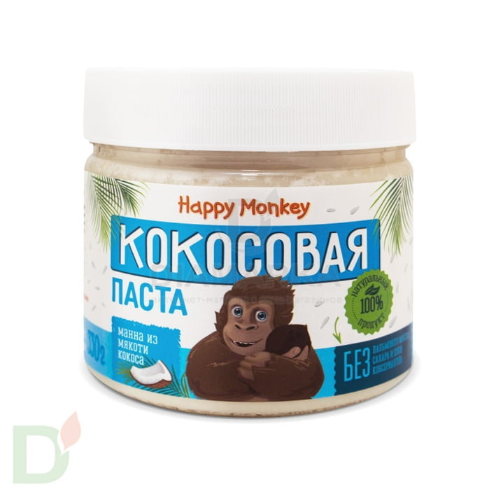 Паста кокосовая Happy Monkey (Хэппи Манки) банка, 330 гр