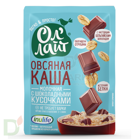 Каша овсяная молочная ОлЛайт с шоколадными кусочками 40г