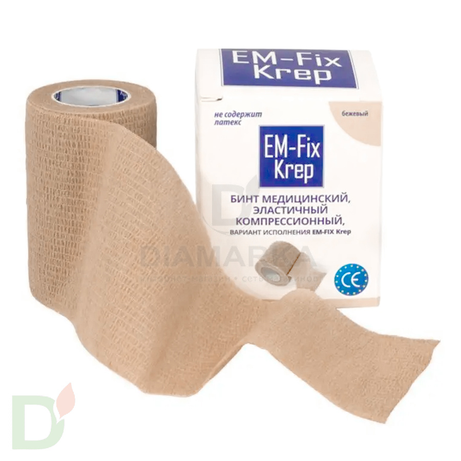 Бинт эластичный когезивный EM-Fix krep бежевый, 7,5 см х 4,5 м в Санкт-Петербурге