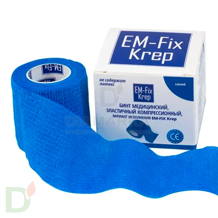 Бинт эластичный когезивный EM-fix krep Синий, 5 см х 4,5 м в Санкт-Петербурге