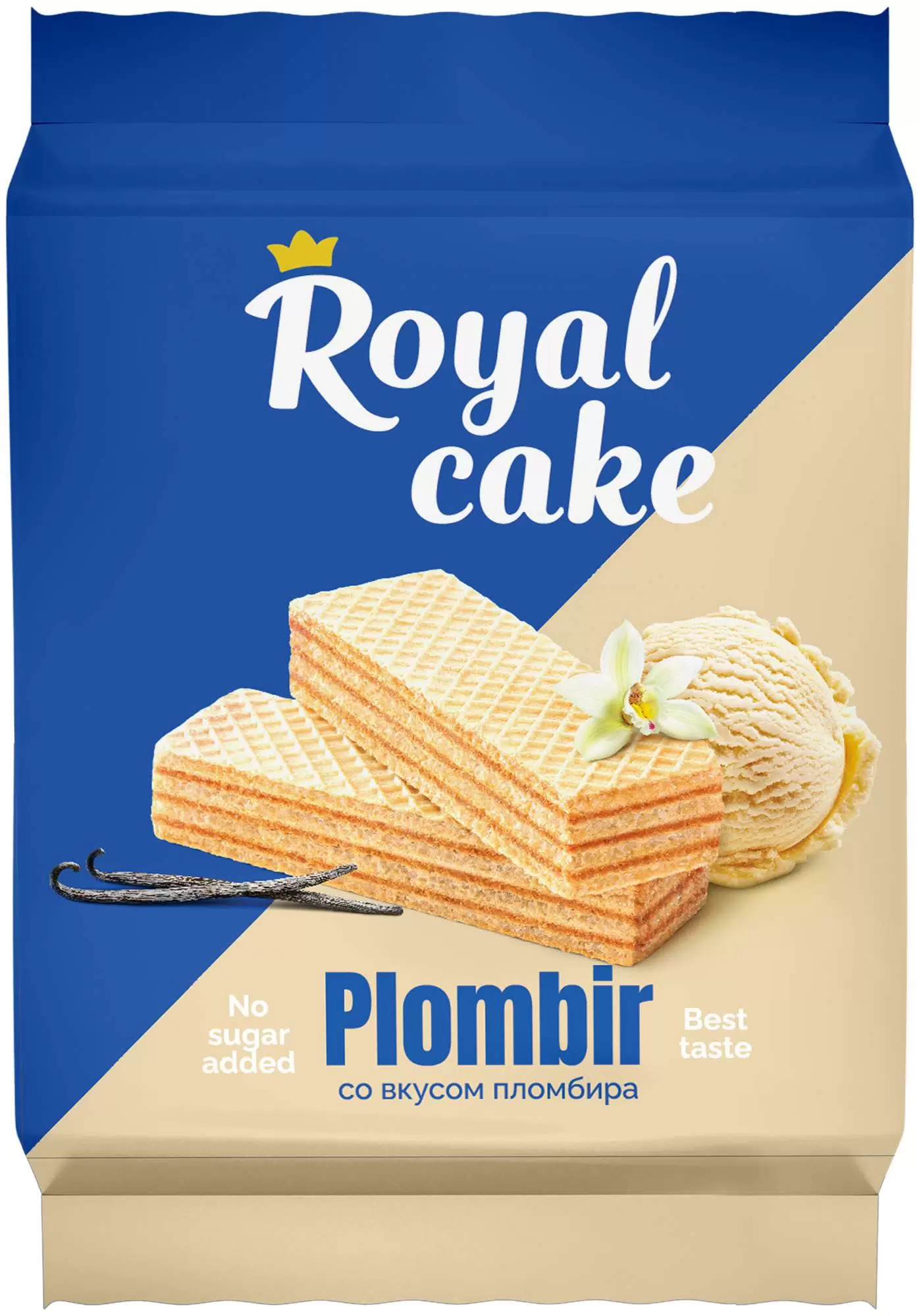 Вафли Royal cake со вкусом «ПЛОМБИР» без сахара, 120 г в Санкт-Петербурге