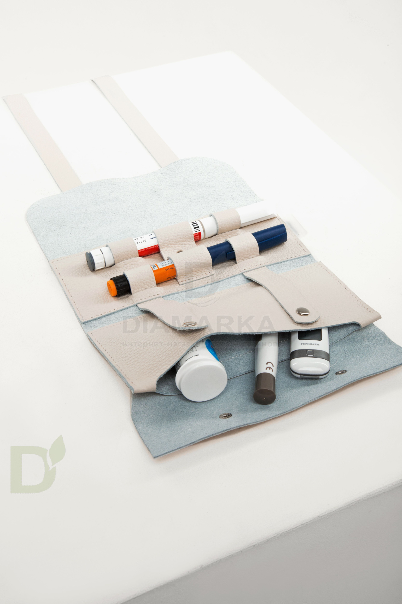 Чехол - скрутка диабетический Jaskier dia bags бежевый, натуральная кожа