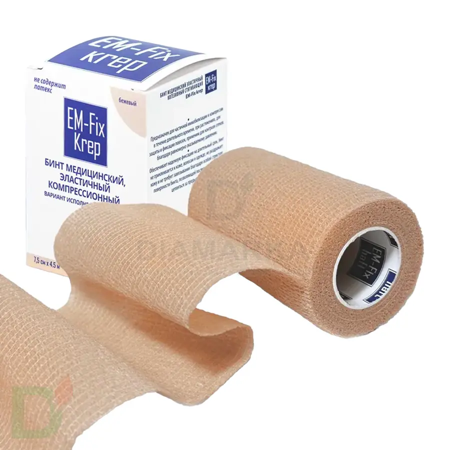 Бинт эластичный когезивный EM-Fix krep бежевый, 7,5 см х 4,5 м в Санкт-Петербурге