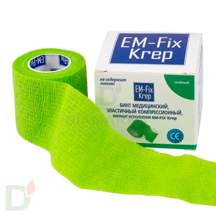 Бинт эластичный когезивный EM-fix krep Лайм, 5 см х 4,5 м в Санкт-Петербурге