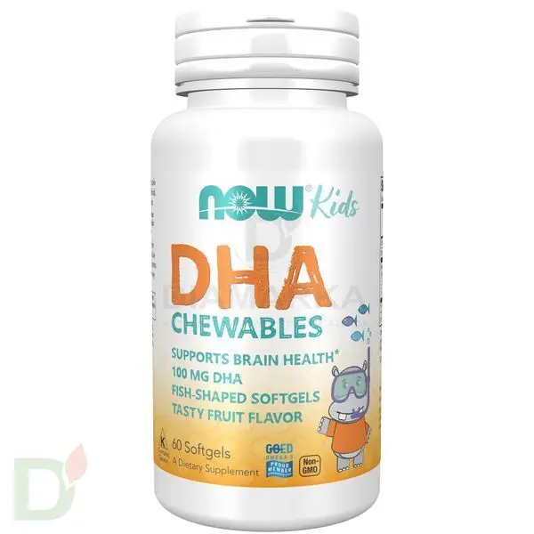 Витамины NOW Омега-3 детская для улучшения памяти и внимания, жевательные пастилки, 1000DHA, 60 шт в Санкт-Петербурге